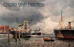 CHROMO CACAO VAN HOUTEN BATEAUX ET VOILIERS AU PORT - Van Houten