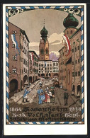 Künstler-AK Ganzsache Bayern PP38C19: Rosenheim / Obb., Volksfest Zum 50 Jährigen Stadtjubiläum 1914  - Tarjetas