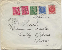 LETTRE AFFRANCHISSEMENT COMPOSES N° 406 X 2 + N° 414 B + N° 506 +N° 507 - ANNEE 1941 -CAD PARIS 25 1941 - 1921-1960: Periodo Moderno