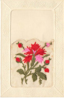 CARTE BRODEE #MK33983 BOUQUET DE FLEURS ROUGE ET ROSE - Brodées