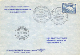 Groenland  GROELAND #36409 1954 SAS Forste Flyvning Sdr. Stromfjord - Kobenhavn 15-11-1954 - Lettres & Documents