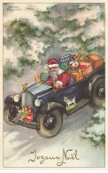 NOEL #MK39517 JOYEUX NOEL PERE NOEL SANTA CLAUS  AU VOLANT D UNE VOITURE JOUETS POUPEES CADEAUX HANNES PETERSON - Santa Claus