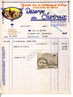 FACTURE.84.AVIGNON.GRANDS VINS DE CHÂTEAUNEUF DU PAPE & DES CÔTES DU RHÔNE. RESERVE DES CHARTREUX.AVENUE MONCLAR. - Lebensmittel