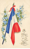 MILITAIRES #MK39718 PATRIOTISME DRAPEAU FLEURS CARTE FAIT MAIN - Patrióticos