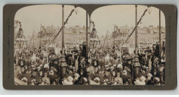 ANGLETERRE ENGLAND #PP1340 LONDON DENSE CROWDS VIEWING THE CORONATION PROCESSION 1901 - Stereoscopic