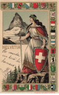 SUISSE #MK41997 HELVETIA FEMME EPEE BOUCLIER DRAPEAUX ARMOIRIE GAUFREE - Autres & Non Classés