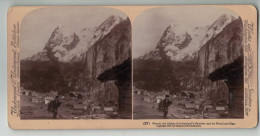 SUISSE BERNE #PP1337 MURREN VILLAGE ET LE MONCH ET L EISER 1901 - Stereoscopic