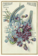 CHROMO #CL40336 CHOCOLAT POULAIN BOUQUET MYOSOTIS FLEURS FER A CHEVAL - Poulain