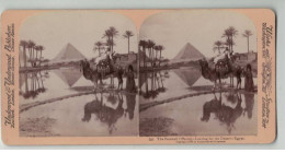 EGYPTE EGYPT #PP1331 OFFRANDE DE ADIEU PARTANCE POUR LE DESERT PYRAMIDE 1896 - Photos Stéréoscopiques