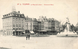 BELGIQUE - Tournai - La Place De La Gare - Monument Bara - Animé - Carte Postale Ancienne - Tournai