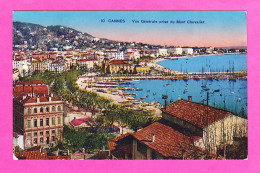 F-06-Cannes-34PH7  Vue Générale Sur La Ville Prise Du Mont Chevalier, Cpa Colorisée, BE - Cannes