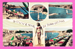 F-06-Juan Les Pins-06PH34 Souvenir De Juan Les Pins, Multivues, Jeune Fille En Maillot De Bain - Juan-les-Pins