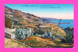 F-06-La Turbie-04PH6  Le Rond Point, Vue Sur Le Cap Martin Et Les Mongagnes D'Italie, Cpa Colorisée BE - La Turbie