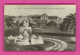 F-06-Nice-14P1 Le Jardin Des Palmiers Et Casino, La Fontaine Des Amours, Cpa BE - Parks