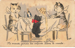 CHATS #MK46784 CHATS HUMANISES A TABLE PAR ILLUSTRATEUR ROS - Katzen