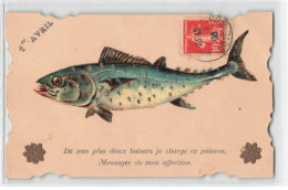 FETES VOEUX #MK45002 1 ER AVRIL UN POISSON THON AJOUTIS - 1 De April (pescado De Abril)