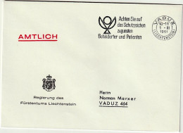 Liechtenstein 1961: Regierung Des F.L. AMTLICH Mit ⊙ VADUZ 1.III.1961 Schutzzeichen Zugunsten Behinderter Und Patienten - Service