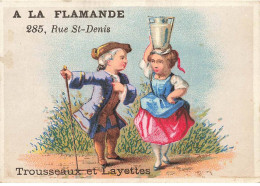 CHROMO #MK40730 A LA FLAMANDE UN HOMME ET UNE FEMME AVEC UN RECIPIENT SUR LA TETE CONTENANT DU LAIT - Other & Unclassified