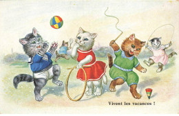 CHATS #MK44955 VIVENT LES VACANCES CHATS HUMANISES QUI JOUENT BALLON CORDE A SAUTE TOUPIE - Katzen