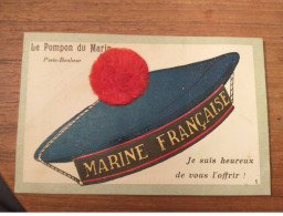 MILITARIA #FG49232 POMPON DU MARIN PORTE BONHEUR MARINE FRANCAISE CARTE A SYSTEME TISSUS - Regiments