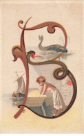 CHROMO #MK40907 PAR APPEL ALPHABET LETTRE B BATEAU BALEINE PAR ALFRED CLAREY - Sonstige & Ohne Zuordnung