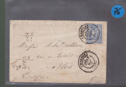 Un Timbre 25  C Vert Type Sage  Sur  Enveloppe Sans Courrier Cachet Chartres Pour Blois 1877 - 1877-1920: Semi-Moderne