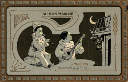 CHROMO AU BON MARCHE NOUVEAUTES PARIS (VUE DES MAGASINS RUE DU BAC AU V°) SERENADE A LA LUNE - Au Bon Marché