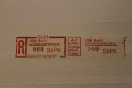DDR 1983; Einschreibe-Gebührenzettel SbPÄ; Einschreibemarke: 1020 Berlin Junior-Sozphilex 83, **Z - Otros & Sin Clasificación