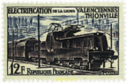 61355 MNH FRANCIA 1955 ELECTRIFICACION DE LA LINEA VALENCIENNES-THIONVILLE - Otros & Sin Clasificación