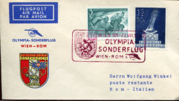 X0311  Austria, Special Cover And Postmark 1960 For The Flight Of Olympiade Rome, Wien/Rome - Summer 1960: Rome