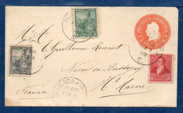 Argentina To France, 1900, Uprated Postal Stationery   (017) - Entiers Postaux