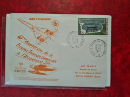 Lettre  1975 45° ANNIVERSAIRE PREMIERE TRAVERSEE COMMECIALE ATLANTIQUE SUD PARIS AVIATION CONCORDE  POUR RIO DE JANERO - Autres & Non Classés