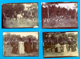 Seine Et Marne * Fontainebleau Chasse à Courre * 4 Photos Originales Vers 1900 - Plaatsen