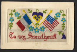 CARTE BRODEE  Militaire   " To My Snreeth Eart  " Avec Petite Carte Illustrée - Bestickt