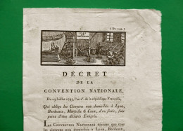 D-FR Révolution 1793 EMIGRES Citoyens Non Domiciliés à Lyon, Bordeaux, Marseille Et Caen... - Historische Documenten