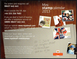 UNITED KINGDOM 2013 - ROYAL MAIL - MINI STAMP CALENDAR 2013 - 2013 STAMP PROGRAMME - I - Petit Format : 2001-...