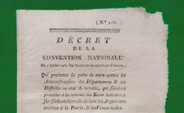 D-FR Révolution 1793 PEINE DE MORT Pour Revente De Biens Nationaux Sur Folle Enchère - Documents Historiques