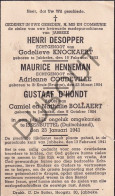 WOII Jabbeke H. Desopper/M. Henneman/G. D'Hondt  † 1941Issenbuttel Duitsland (F568) - Todesanzeige