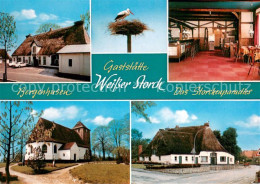 73641525 Bergenhusen Gaststaette Weisser Storch Reetdachhaus Storchennest Kirche - Other & Unclassified