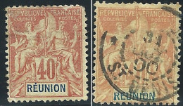 [1891] 2 Timbres Réunion - Colonie Française - 1891 - YT N° 41 - Neuf Et Oblit. - Used Stamps