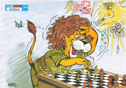 Les échecs , Chess * CPA Illustrateur KIKO Kiko * Club Max ECHECS * Lion Humanisé * Jeu Jeux Game * 1990 - Scacchi