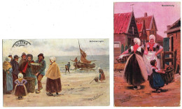 2 Cpa Signées Gerstenhauer : SPAKENBURG & SCHEVENINGEN Chromotypie Morks & Geuze W. De Haan 1905-1906 - Otros & Sin Clasificación