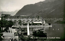 73641339 Zell See Seepromenade Grandhotel Fahrgastschiff Bootsanleger Zell See - Sonstige & Ohne Zuordnung