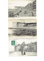 Lot 3 Cpa - 80 - Mers Les Bains - Les Falaises Dernières Villas De La Plage Digue Animation - Mers Les Bains