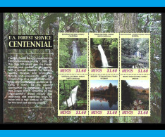 ● NEVIS 2006 ֍ U.S. FOREST SERVICE Centennial ֍ Protezione Natura ● Flora ● BF ** 6 Valori ● Lotto N.XX ● - St.Kitts En Nevis ( 1983-...)