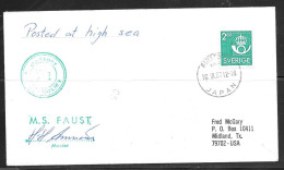 1987 Paquebot Marking Sweden Stamp Used In Mizushima, Japan (10.III.87) - Lettres & Documents
