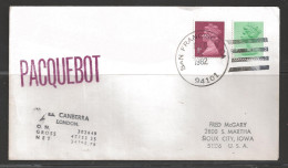 1982 Paquebot Cover, British Machin Stamps Mailed In San Francisco, California - Cartas & Documentos