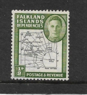 FALKLAND ISLANDS DEPENDENCIES 1946 ½d SG G1aa 'Extra Island' Variety FINE USED Cat £325 - Falklandinseln