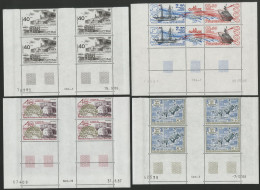 TAAF POSTE AERIENNE PA N° 102 + 103 + 104 + 106A En Blocs De 4 Avec Coin Daté Neufs ** (MNH) TB - Luchtpost