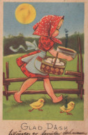 OSTERN KINDER HUHN EI Vintage Ansichtskarte Postkarte CPA #PKE314.DE - Easter